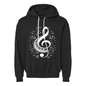 Treble Clef Keyboard Classical Music Notes Pianist Piano Garment-Dyed Fleece Hoodie