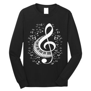 Treble Clef Keyboard Classical Music Notes Pianist Piano Long Sleeve Shirt