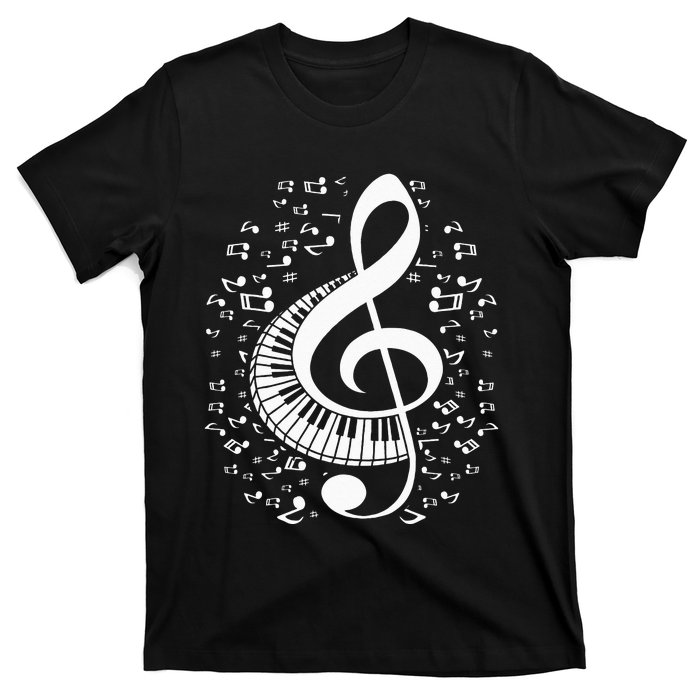 Treble Clef Keyboard Classical Music Notes Pianist Piano T-Shirt