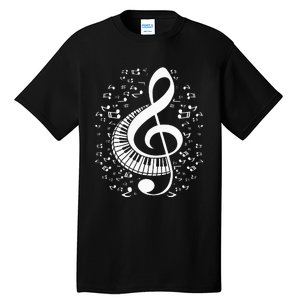 Treble Clef Keyboard Classical Music Notes Pianist Piano Tall T-Shirt