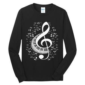 Treble Clef Keyboard Classical Music Notes Pianist Piano Tall Long Sleeve T-Shirt