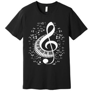 Treble Clef Keyboard Classical Music Notes Pianist Piano Premium T-Shirt