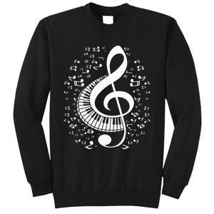 Treble Clef Keyboard Classical Music Notes Pianist Piano Tall Sweatshirt