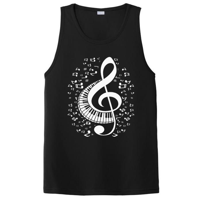 Treble Clef Keyboard Classical Music Notes Pianist Piano PosiCharge Competitor Tank