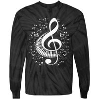 Treble Clef Keyboard Classical Music Notes Pianist Piano Tie-Dye Long Sleeve Shirt