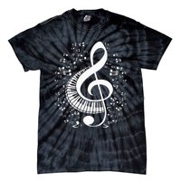 Treble Clef Keyboard Classical Music Notes Pianist Piano Tie-Dye T-Shirt