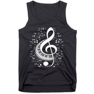 Treble Clef Keyboard Classical Music Notes Pianist Piano Tank Top