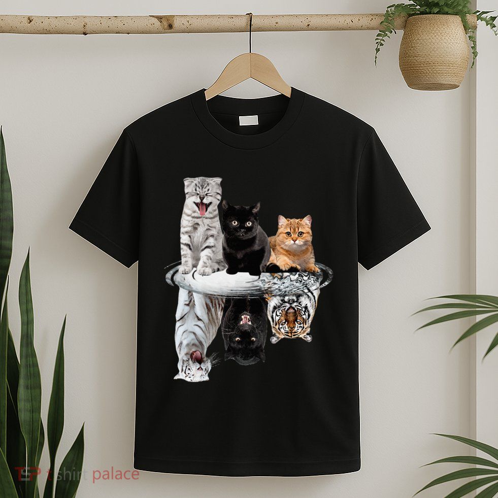 Three Cats Kittens Reflection Tiger Leopard T-Shirt