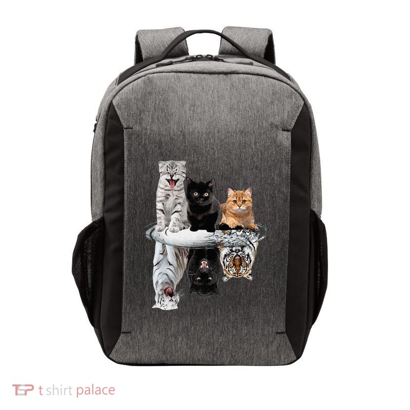 Three Cats Kittens Reflection Tiger Leopard Vector Backpack