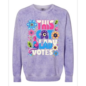 This Cat Lady Votes Ladies Is Voting Kamala Support Kamala Colorblast Crewneck Sweatshirt