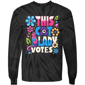 This Cat Lady Votes Ladies Is Voting Kamala Support Kamala Tie-Dye Long Sleeve Shirt