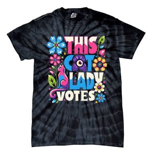 This Cat Lady Votes Ladies Is Voting Kamala Support Kamala Tie-Dye T-Shirt