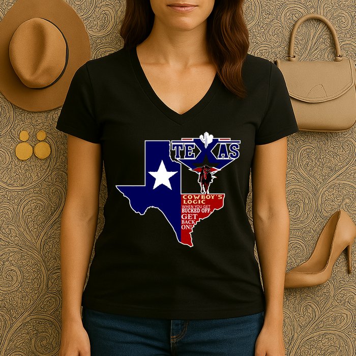 Texas Cowboy Logic Women's V-Neck T-Shirt