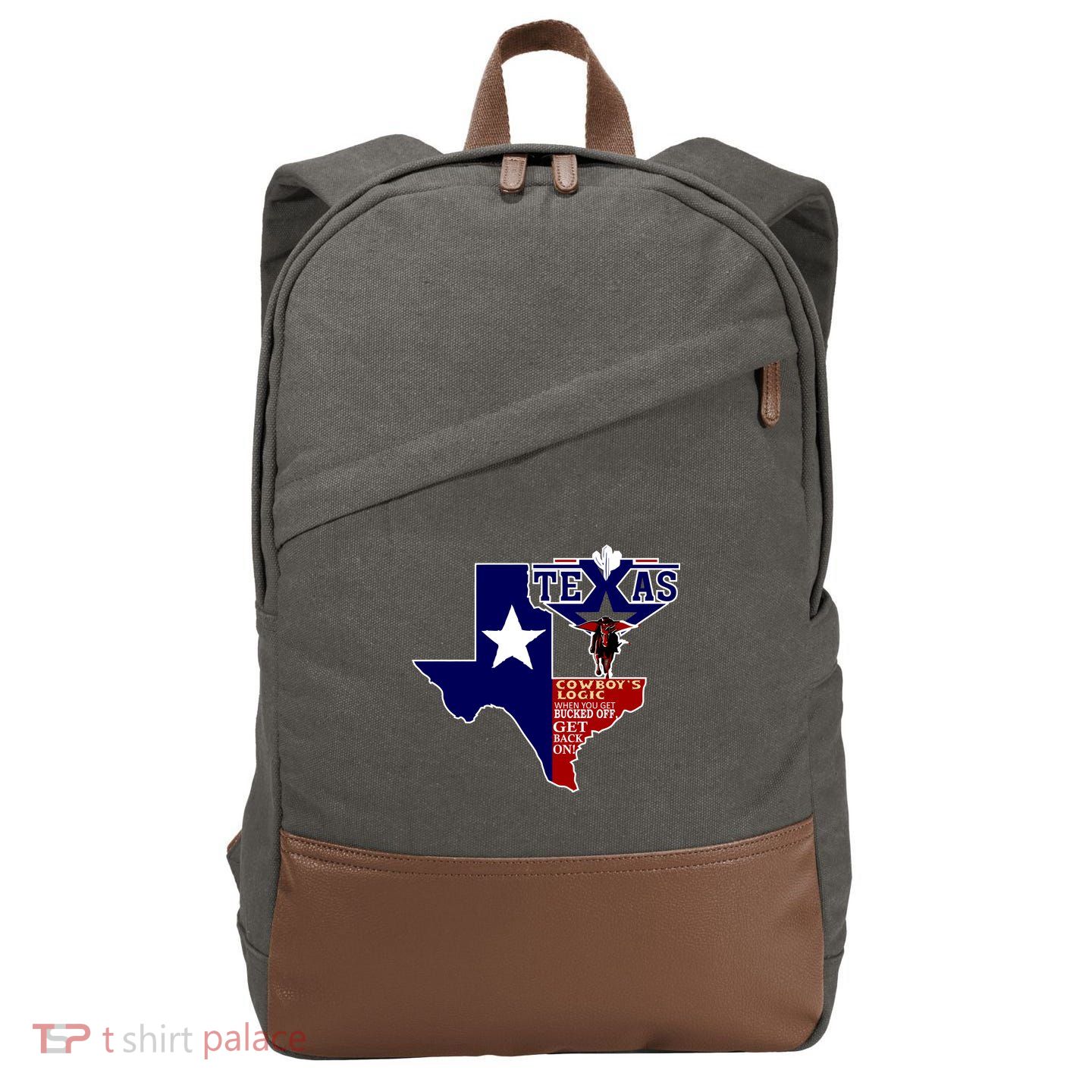 Texas Cowboy Logic Cotton Canvas Backpack