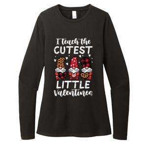 Teach Cutest Little Valentines Gnomes Leopard Plaid Teacher Womens CVC Long Sleeve Shirt