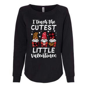 Teach Cutest Little Valentines Gnomes Leopard Plaid Teacher Womens California Wash Sweatshirt