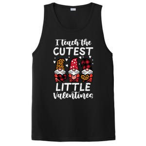 Teach Cutest Little Valentines Gnomes Leopard Plaid Teacher PosiCharge Competitor Tank