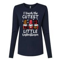 Teach Cutest Little Valentines Gnomes Leopard Plaid Teacher Womens Cotton Relaxed Long Sleeve T-Shirt