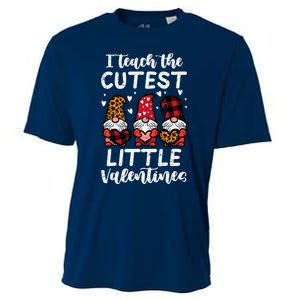 Teach Cutest Little Valentines Gnomes Leopard Plaid Teacher Cooling Performance Crew T-Shirt