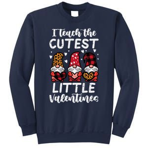 Teach Cutest Little Valentines Gnomes Leopard Plaid Teacher Sweatshirt