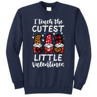 Teach Cutest Little Valentines Gnomes Leopard Plaid Teacher Sweatshirt