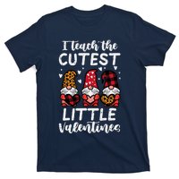 Teach Cutest Little Valentines Gnomes Leopard Plaid Teacher T-Shirt