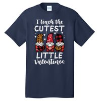 Teach Cutest Little Valentines Gnomes Leopard Plaid Teacher Tall T-Shirt