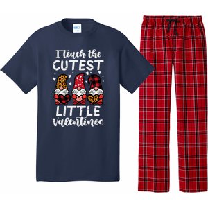 Teach Cutest Little Valentines Gnomes Leopard Plaid Teacher Pajama Set