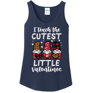 Teach Cutest Little Valentines Gnomes Leopard Plaid Teacher Ladies Essential Tank