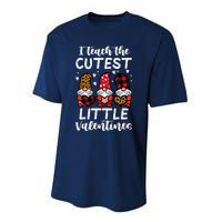 Teach Cutest Little Valentines Gnomes Leopard Plaid Teacher Performance Sprint T-Shirt