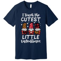 Teach Cutest Little Valentines Gnomes Leopard Plaid Teacher Premium T-Shirt