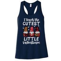 Teach Cutest Little Valentines Gnomes Leopard Plaid Teacher Women's Racerback Tank