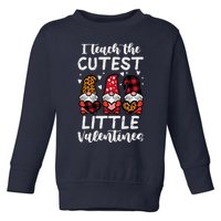 Teach Cutest Little Valentines Gnomes Leopard Plaid Teacher Toddler Sweatshirt