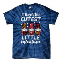 Teach Cutest Little Valentines Gnomes Leopard Plaid Teacher Tie-Dye T-Shirt