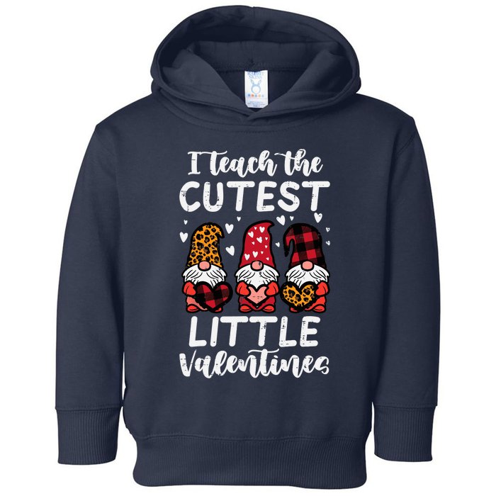 Teach Cutest Little Valentines Gnomes Leopard Plaid Teacher Toddler Hoodie