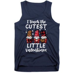 Teach Cutest Little Valentines Gnomes Leopard Plaid Teacher Tank Top