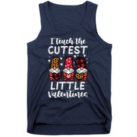 Teach Cutest Little Valentines Gnomes Leopard Plaid Teacher Tank Top