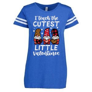 Teach Cutest Little Valentines Gnomes Leopard Plaid Teacher Enza Ladies Jersey Football T-Shirt