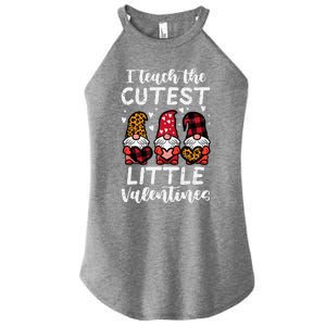 Teach Cutest Little Valentines Gnomes Leopard Plaid Teacher Women's Perfect Tri Rocker Tank