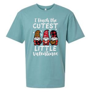 Teach Cutest Little Valentines Gnomes Leopard Plaid Teacher Sueded Cloud Jersey T-Shirt