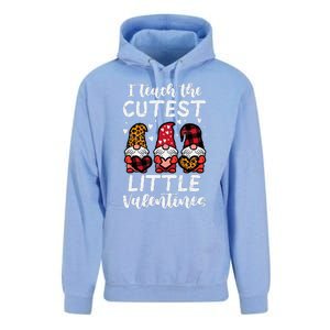 Teach Cutest Little Valentines Gnomes Leopard Plaid Teacher Unisex Surf Hoodie