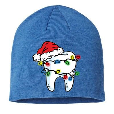 Tooth Christmas Light Santa Hat Dentist Dental Hygienist Funny Gift Sustainable Beanie