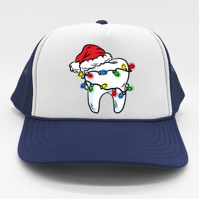 Tooth Christmas Light Santa Hat Dentist Dental Hygienist Funny Gift Trucker Hat