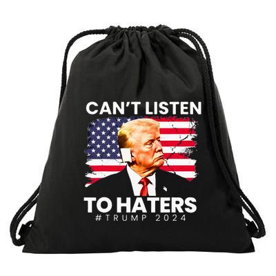Trump Cant Listen To Haters Ear Bandage 2024 Drawstring Bag