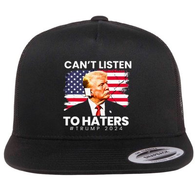 Trump Cant Listen To Haters Ear Bandage 2024 Flatbill Hat
