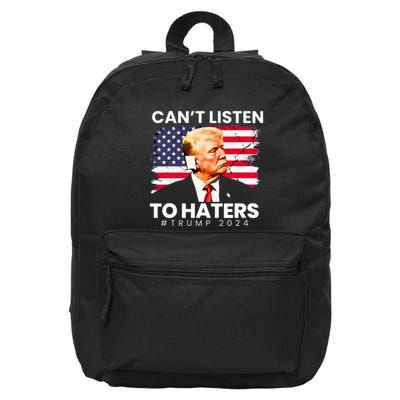 Trump Cant Listen To Haters Ear Bandage 2024 16 in Basic Backpack