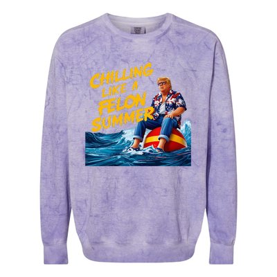 Trump Chilling Like A Felon Summer 2024 Colorblast Crewneck Sweatshirt