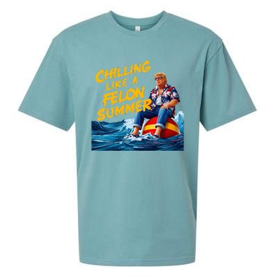 Trump Chilling Like A Felon Summer 2024 Sueded Cloud Jersey T-Shirt