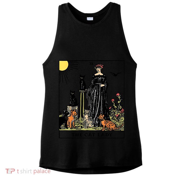 The Cat Lady Tarot Card Vintage Gothic Women Cat Mom Ladies PosiCharge Tri-Blend Wicking Tank