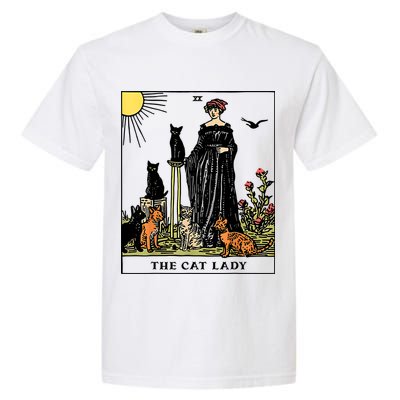 The Cat Lady Tarot Card Vintage Gothic Women Cat Mom Garment-Dyed Heavyweight T-Shirt